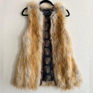 Sanctuary Vest Faux Fur Boho Open Front Lined Y2K Vegan Leather Couture Inspired